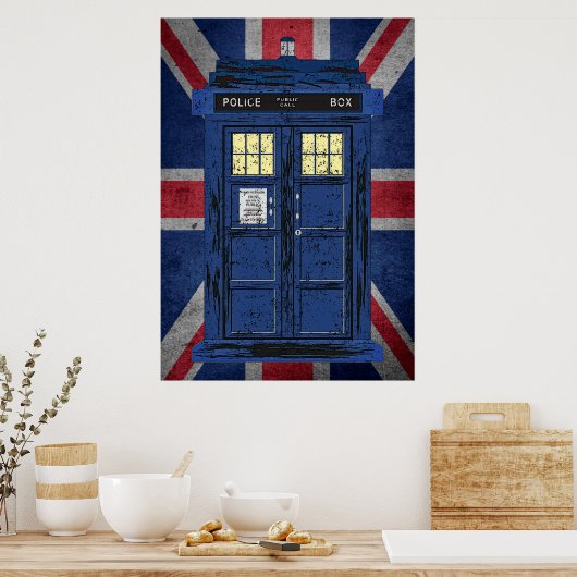 Blue Police Public Call Box - UK Time Travel 1 Poster (Küche)