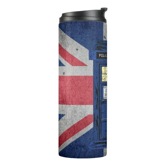 Blue Police Public Call Box - UK Time Travel 1 Thermosbecher (Nach links gedreht)