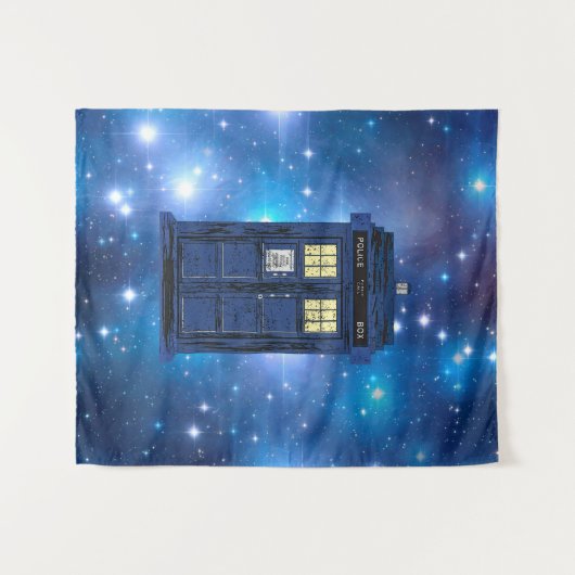 Blue Police Public Call Box - UK Time Travel 1 Wandteppich (Vorderseite (Horizontal))