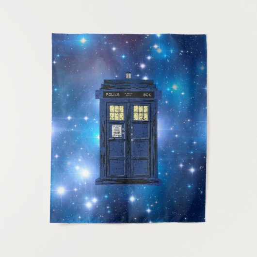 Blue Police Public Call Box - UK Time Travel 1 Wandteppich (Vorderseite)