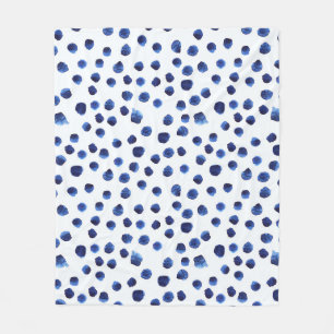 Blue Polka: Aquarelltuch Nahtlos. Fleecedecke