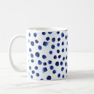 Blue Polka: Aquarelltuch Nahtlos. Kaffeetasse
