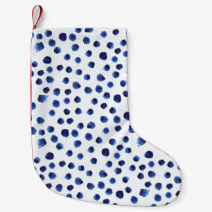 Blue Polka: Aquarelltuch Nahtlos. Kleiner Weihnachtsstrumpf