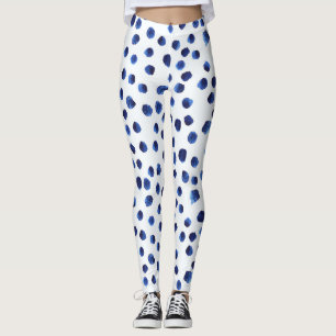 Blue Polka: Aquarelltuch Nahtlos. Leggings