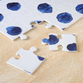 Blue Polka: Aquarelltuch Nahtlos. Puzzle (Seite)
