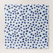 Blue Polka: Aquarelltuch Nahtlos. Puzzle (Horizontal)