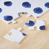 Blue Polka: Aquarelltuch Nahtlos. Puzzle (Seite)