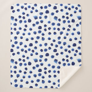 Blue Polka: Aquarelltuch Nahtlos. Sherpadecke