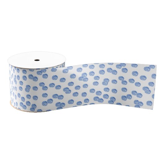 Blue Polka Dos 3'' breites Kornband Ripsband (Spule)