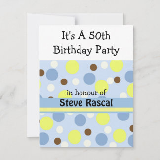 Blue Polka Dot 50. Geburtstag Einladung