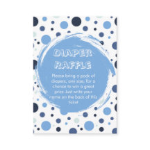 Blue polka dot Baby Shower diaper raffle ticket