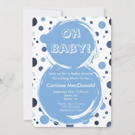 Blue polka dot Baby Shower Invitation Einladung