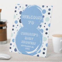 Blue polka dot Baby Shower Invitation