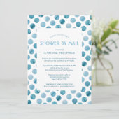 Blue Polka Dot Baby Showroom von Watercolor, Blue Einladung (Stehend Vorderseite)