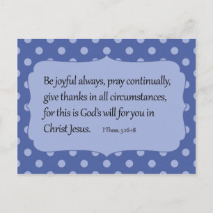 Blue Polka Dot Be Joyful Bible Verse Postkarte