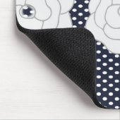 Blue Polka Dot & Big White Blume Mousepad (Ecke)