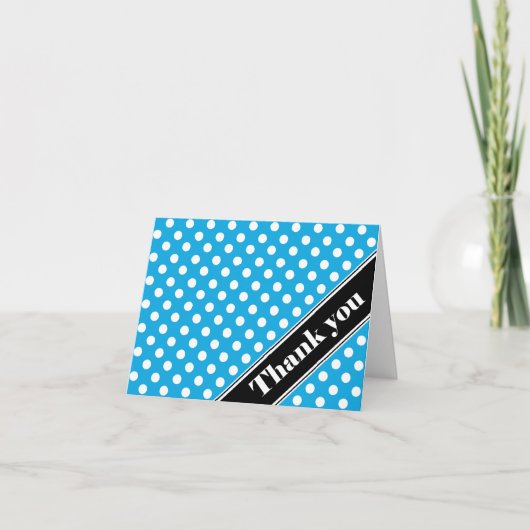 Blue Polka Dot Black Strip Vielen Dank Karten (Vorderseite)