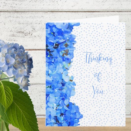 Blue Polka Dot Blue Hydrangea Denken Sie an Sie Karte