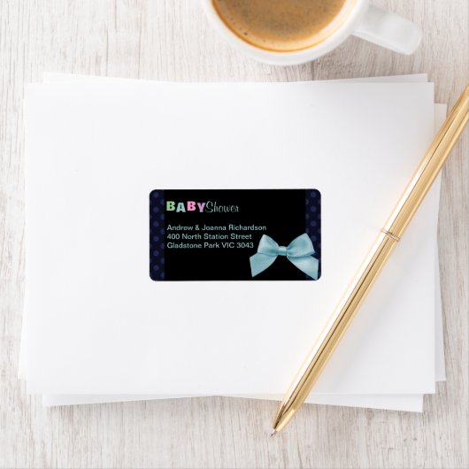 Blue Polka Dot & Bow Address Label Adressaufkleber (Insitu)