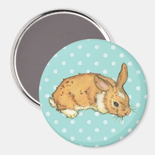 Blue Polka Dot Bunny Magnet (Vorderseite/Rückseite)