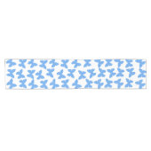 Blue Polka Dot Butterflies Pattern White Kurzer Tischläufer (Horizontal)
