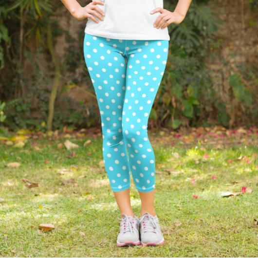 Blue Polka Dot Capri Leggings