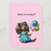 Blue Polka Dot Dackel Einladung (Vorne/Hinten)