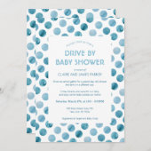 Blue Polka Dot Drive mit Baby-Dusche Einladung (Vorne/Hinten)