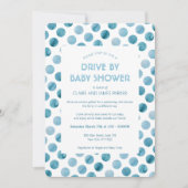 Blue Polka Dot Drive mit Baby-Dusche Einladung (Vorderseite)