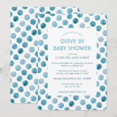 Blue Polka Dot Drive mit Baby-Dusche Einladung (Vorne/Hinten)