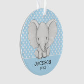 Blue Polka Dot Elephant Personalisiert Boy Baby Ornament (Vorderseite)