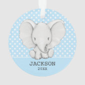 Blue Polka Dot Elephant Personalisiert Boy Baby Ornament (Rückseite)