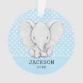 Blue Polka Dot Elephant Personalisiert Boy Baby Ornament (Vorderseite)