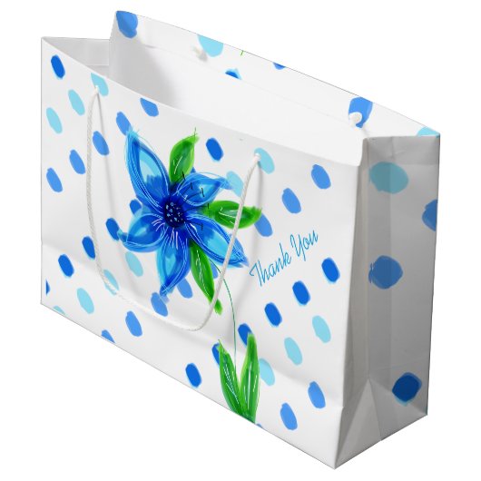 Blue Polka-Dot Geschenktasche Große Geschenktüte (Vorderseite Schrägansicht)