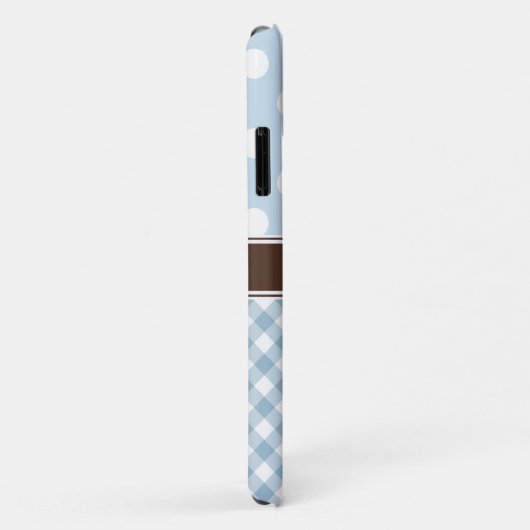 Blue Polka Dot Gingham Patterns Brown Name Case-Mate iPhone Hülle (Hinten/Rechts)