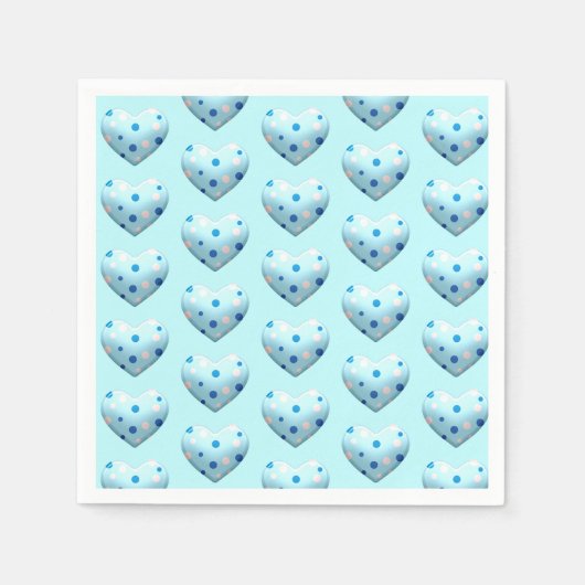 Blue Polka Dot Heart Valentine's Day Baby Boy Serviette (Vorderseite)