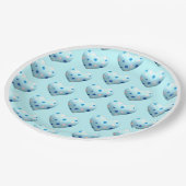 Blue Polka Dot Heart Valentinstag Niedlich Pappteller (Schrägansicht)