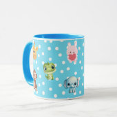 Blue Polka Dot mit Kawaii Zeichen Tasse (Vorderseite Links)