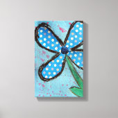 Blue Polka Dot Mixed Media Blume Leinwanddruck (Vorderseite)