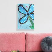 Blue Polka Dot Mixed Media Blume Leinwanddruck (Insitu (Wohnzimmer))