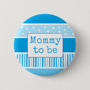Blue Polka Dot Mommy zum Baby Shower Button