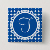 Blue Polka Dot Monogram Button (Vorderseite)