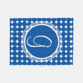 Blue Polka Dot Monogram Fleecedecke (Vorderseite (Horizontal))