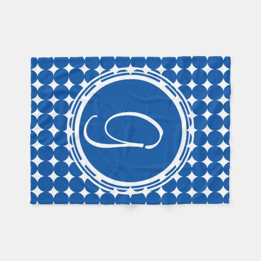 Blue Polka Dot Monogram Fleecedecke (Vorderseite (Horizontal))