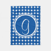 Blue Polka Dot Monogram Fleecedecke (Vorderseite)