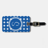 Blue Polka Dot Monogram Gepäckanhänger (Vorderseite horizontal)
