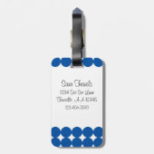 Blue Polka Dot Monogram Gepäckanhänger (Rückseite vertikal)