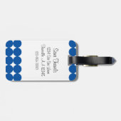 Blue Polka Dot Monogram Gepäckanhänger (Rückseite horizontal)