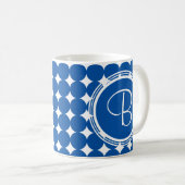 Blue Polka Dot Monogram Kaffeetasse (VorderseiteRechts)