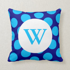 Blue Polka Dot Monogram Kissen
